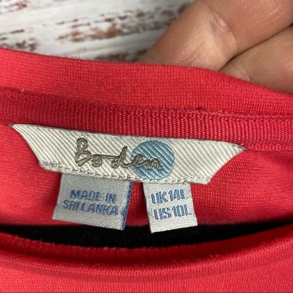 BODEN Gray & Color Orange Colorblock Knit Short Sleeve T Shirt Dress - Picture 4 of 5